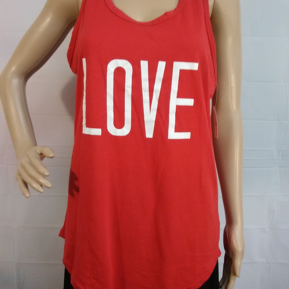 women love red tunic top nwt